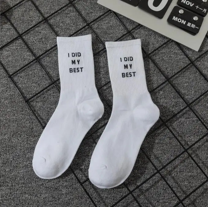 Chaussettes jacquard lettres streetwear