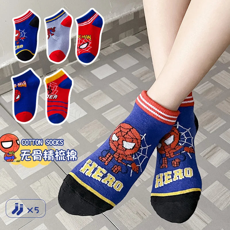 Lot 5 chaussettes Spiderman Marvel – colorées kawaii