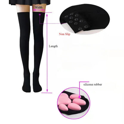 Womens Over Above Knee Socks Thigh High Stockings Kitten Claw Cat Paw Pad Ladies pink 3D Long Sock Cosplay Harajuku Y2k female Get ta chaussette  Get ta chaussette