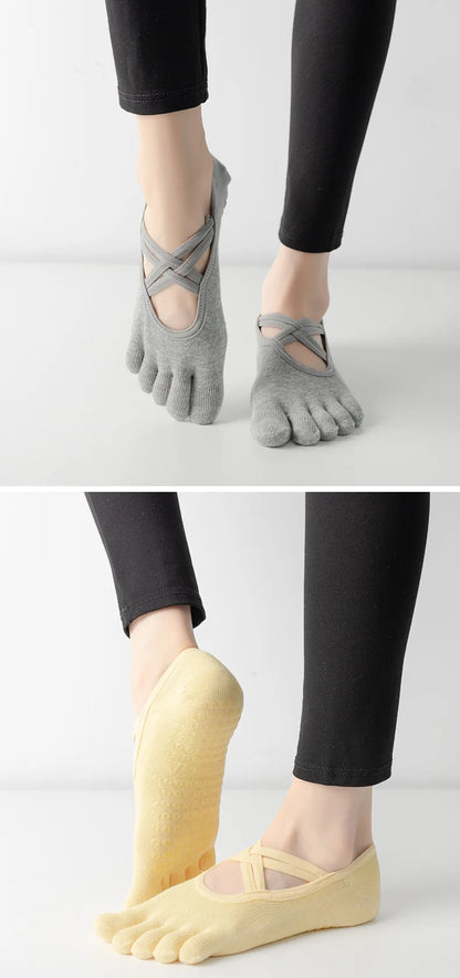 Chaussettes antidérapantes yoga pilates femme