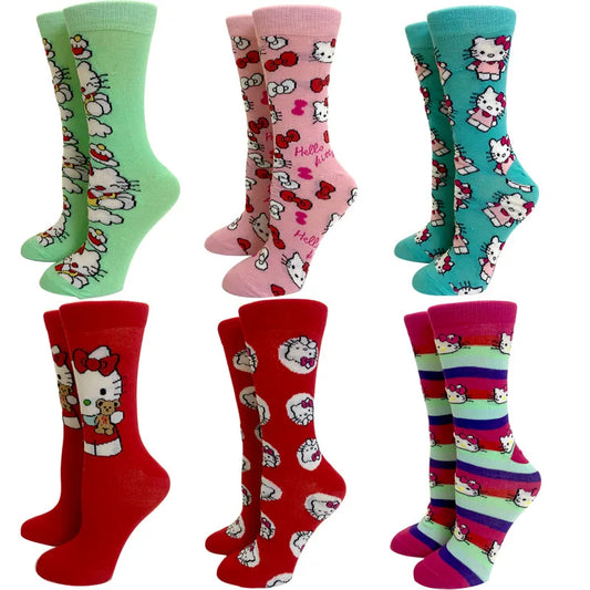Chaussettes longues chat Harajuku colorées – vue frontale