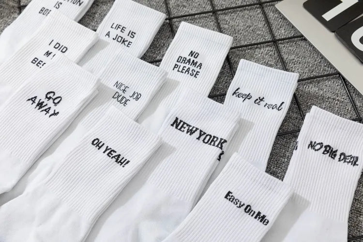 Chaussettes jacquard lettres streetwear