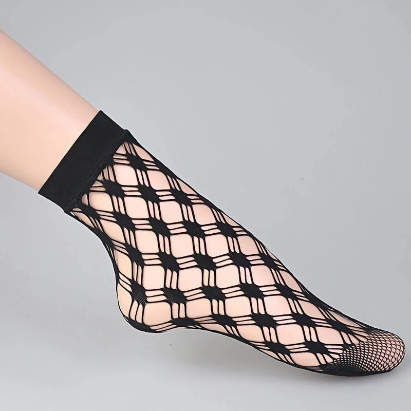 1/6Pairs Lace Mesh Socks, Ultra-thin Hollow Out Invisible Socks, Women's Stockings & Hosiery Get ta chaussette  Get ta chaussette
