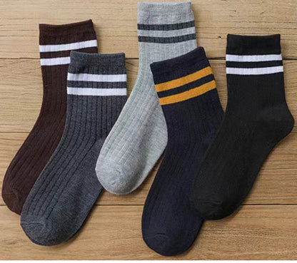 5 Pair Men's New Striped Casual Breathable Socks High Quality Harajuku Retro Socks Men's Cotton Socks Get ta chaussette  Get ta chaussette
