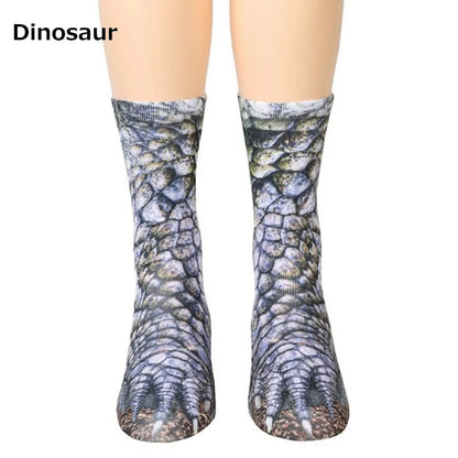 Chaussettes 3D pattes d'animaux – chat, chien, dinosaure