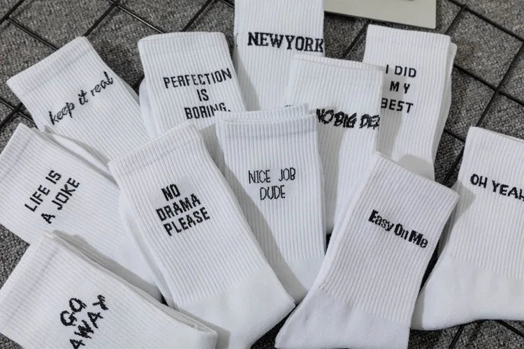 Chaussettes jacquard lettres streetwear