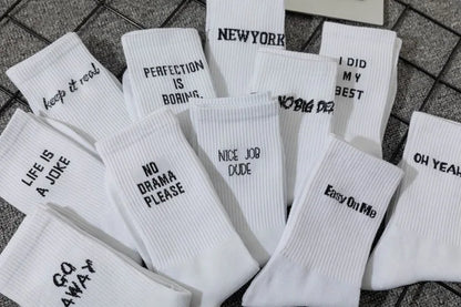 Chaussettes jacquard lettres streetwear