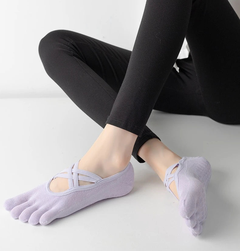 Chaussettes antidérapantes yoga pilates femme