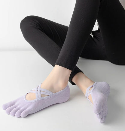 Chaussettes antidérapantes yoga pilates femme