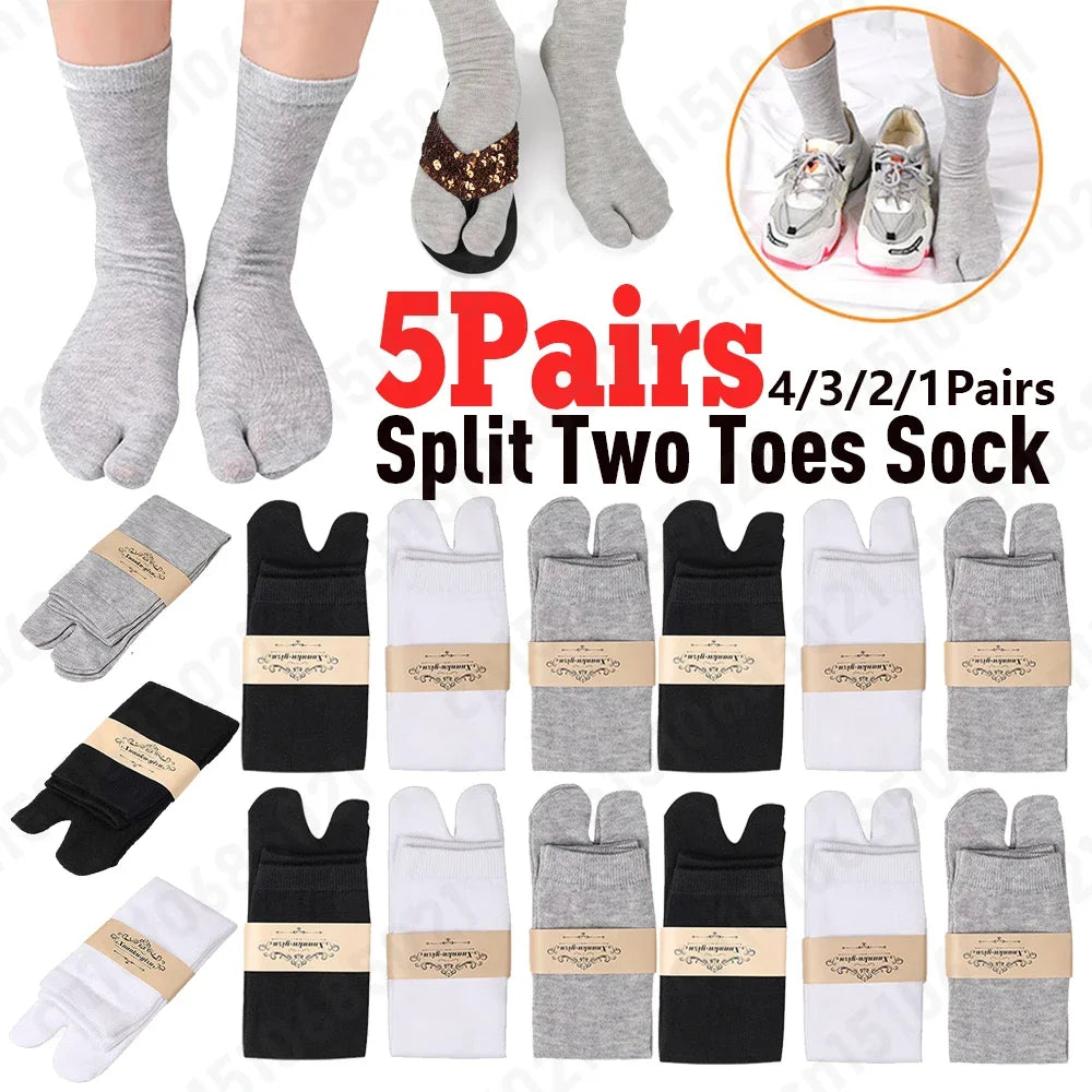 Chaussettes tabi japonaises split-toe – 5 paires gris noir blanc – Get ta chaussette