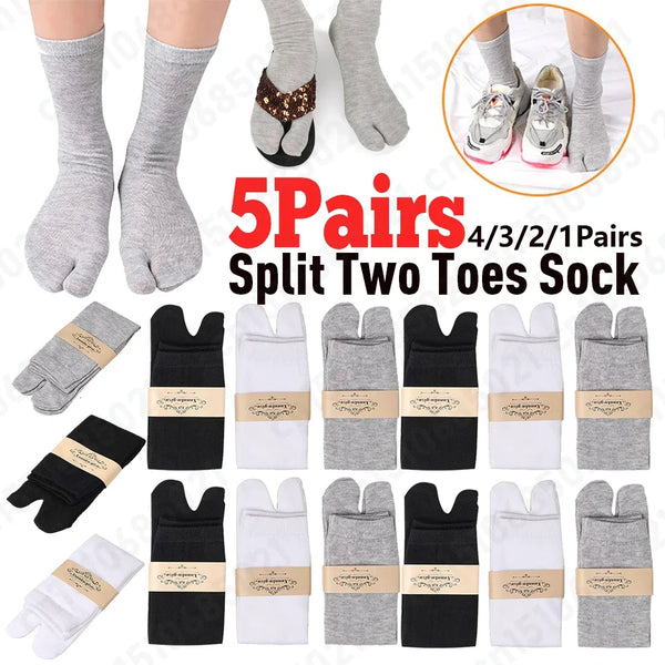 Chaussettes tabi japonaises split-toe – 5 paires gris noir blanc – Get ta chaussette