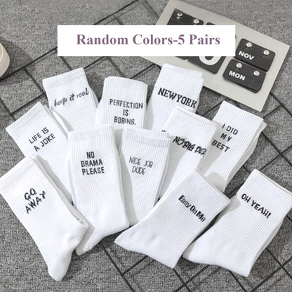 Chaussettes jacquard lettres streetwear