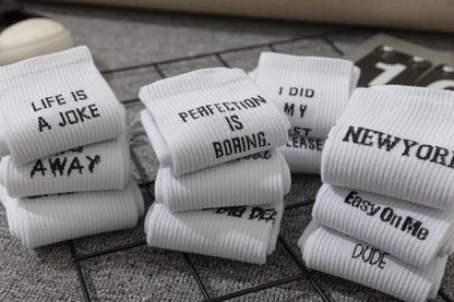 Chaussettes jacquard lettres streetwear