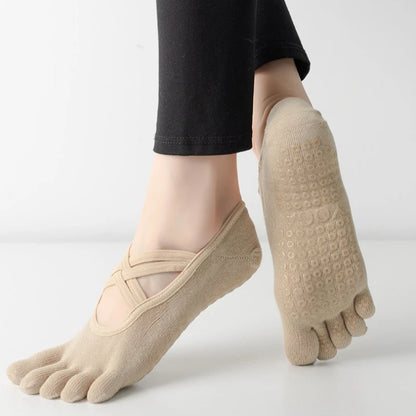 Chaussettes pilates open-toe résistantes – proprioception optimale sur tapis yoga – Get ta chaussette