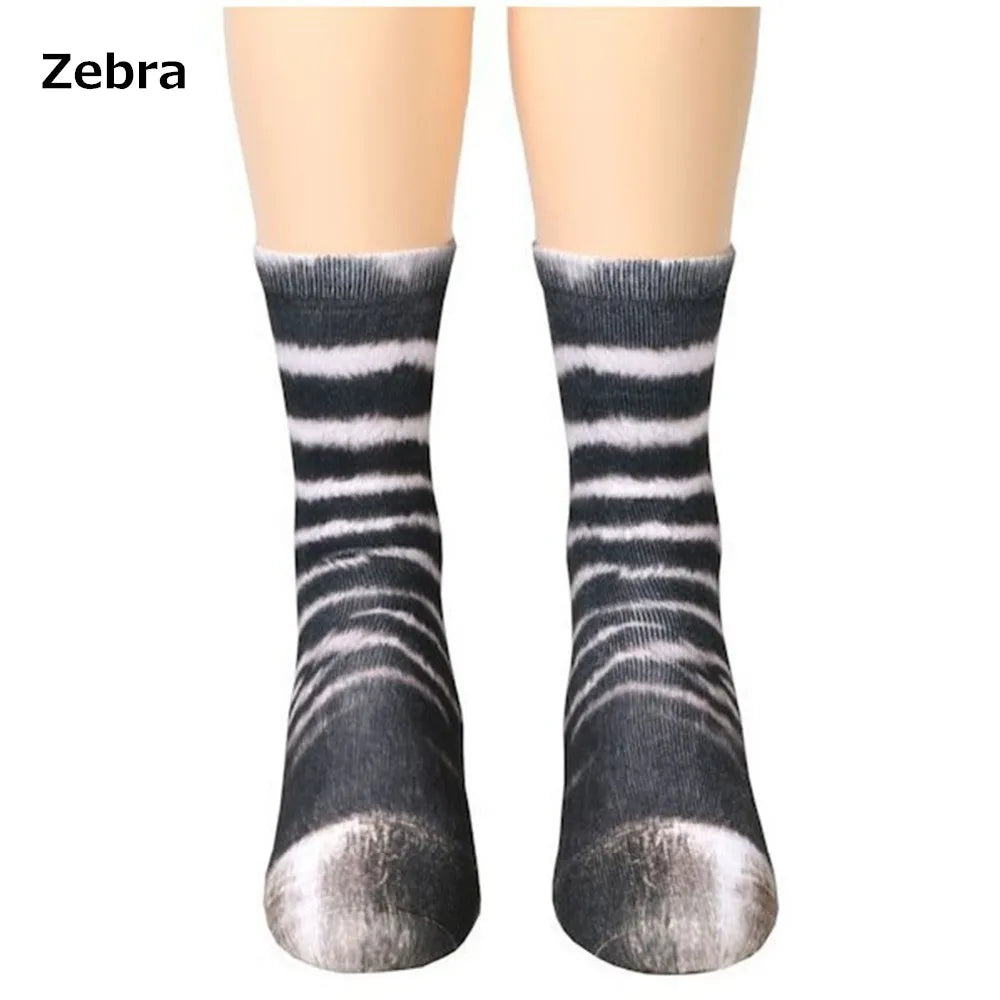 Chaussettes 3D pattes d'animaux – chat, chien, dinosaure