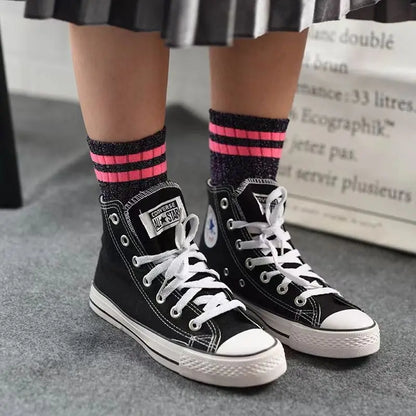 Chaussettes femme à paillettes  – Style kawaii & streetwear