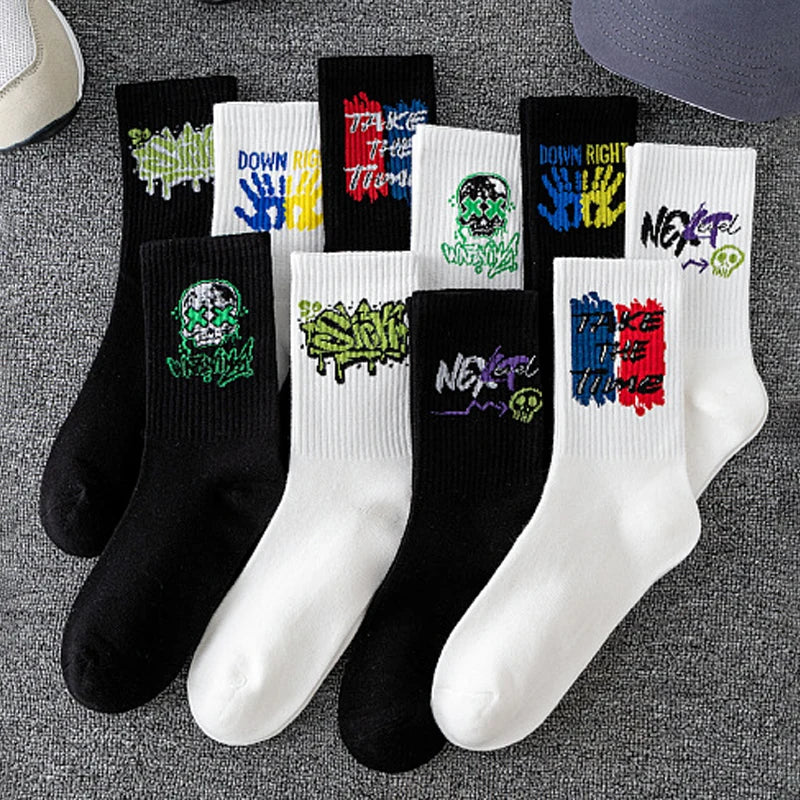 Chaussettes mi-hautes graffiti – détail designs colorés streetwear – Get ta chaussette