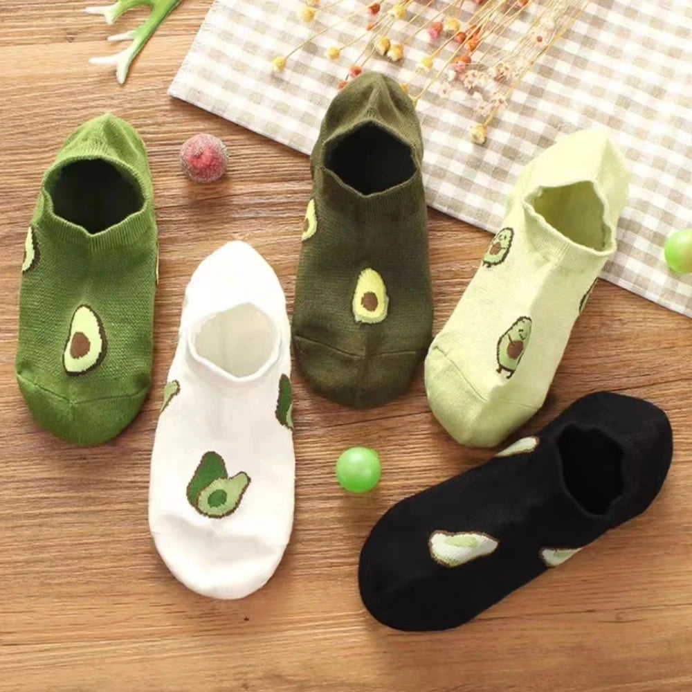 Socquettes kawaii avocado femme – coloris vert clair et crème – Get ta chaussette