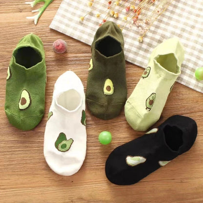 Socquettes kawaii avocado femme – coloris vert clair et crème – Get ta chaussette