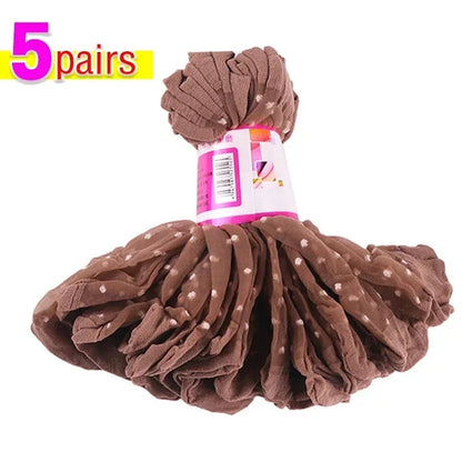 Women's Silk Summer Socks Transparent Dot Lace Short - Breathable Ultra-Thin Elastic Non-Slip Sexy Stockings 5/10/20 Pairs Get ta chaussette  Get ta chaussette