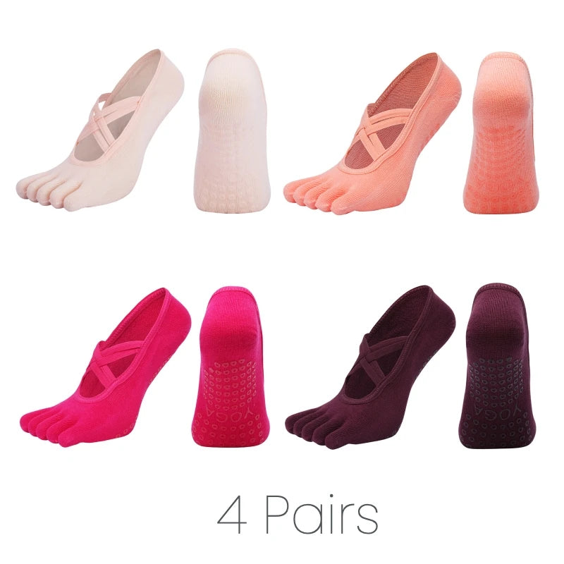Chaussettes antidérapantes yoga pilates femme