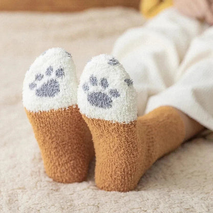 Chaussettes polaires animaux femme – coussinets et griffes en polaire douce – Get ta chaussette