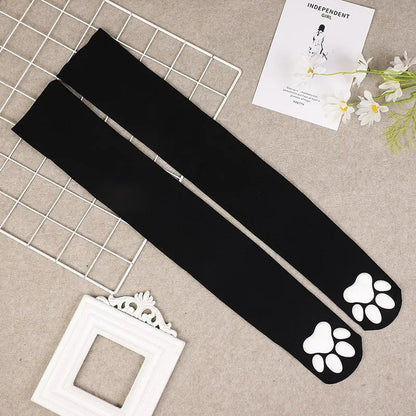 Womens Over Above Knee Socks Thigh High Stockings Kitten Claw Cat Paw Pad Ladies pink 3D Long Sock Cosplay Harajuku Y2k female Get ta chaussette  Get ta chaussette