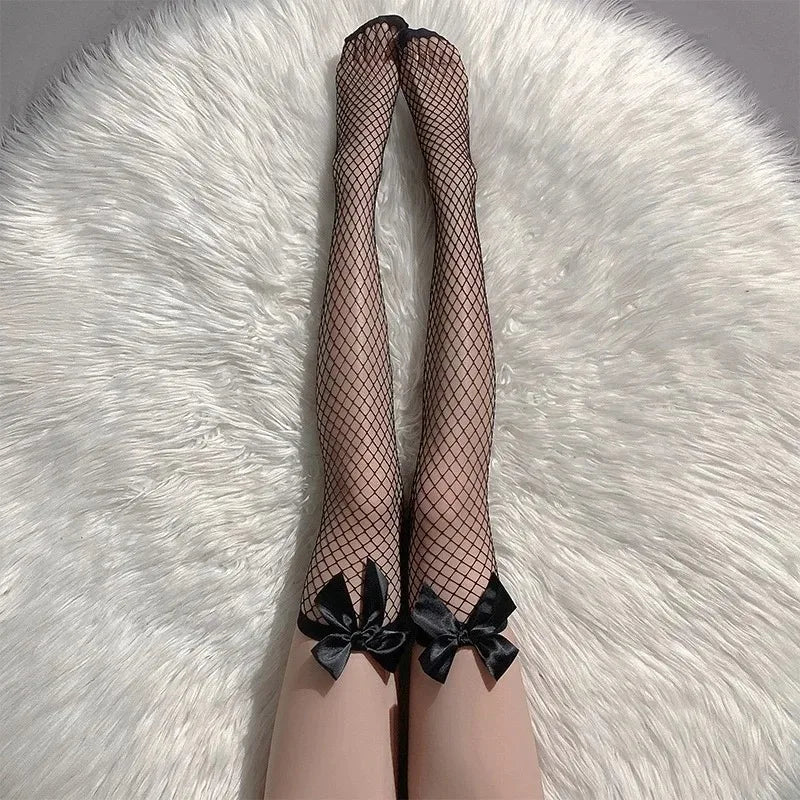 Chaussettes lolita nœud et dentelle