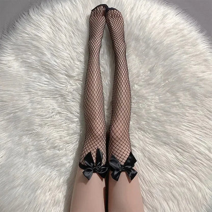 Chaussettes lolita nœud et dentelle