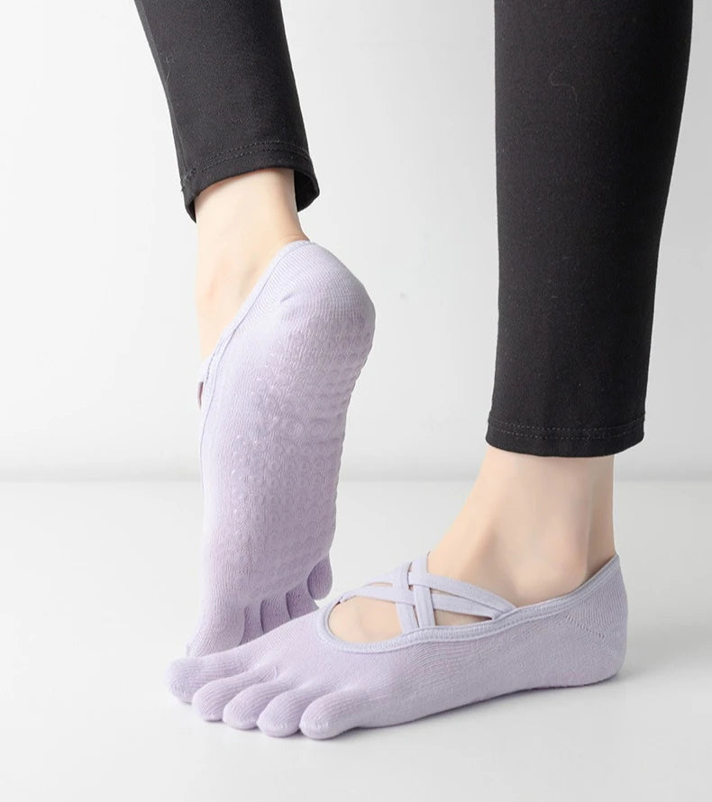 Chaussettes antidérapantes yoga pilates femme