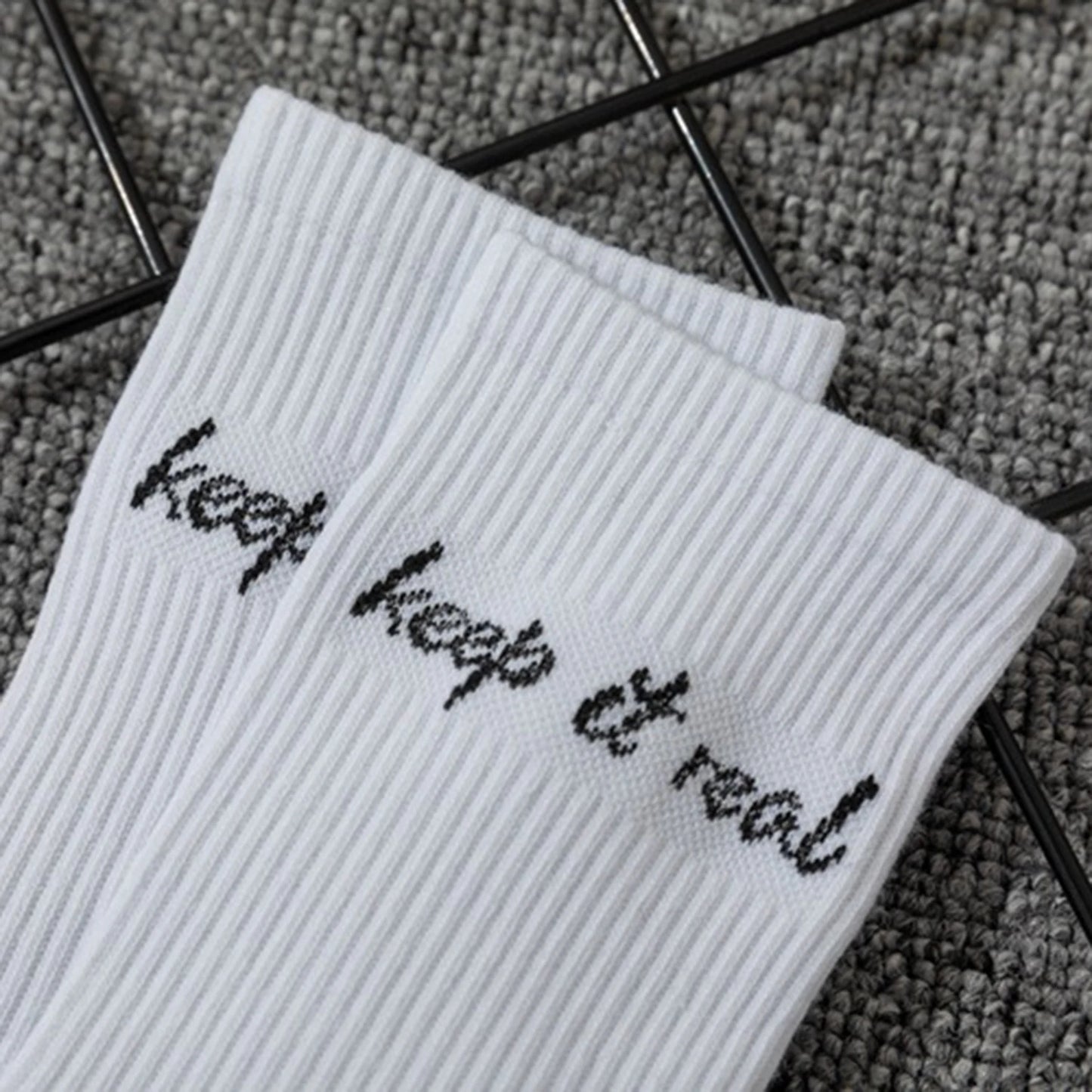 Chaussettes jacquard lettres streetwear