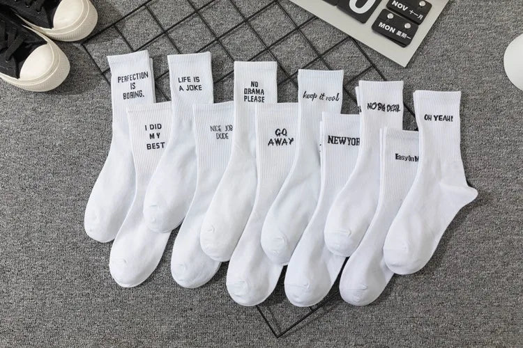 Chaussettes jacquard lettres streetwear