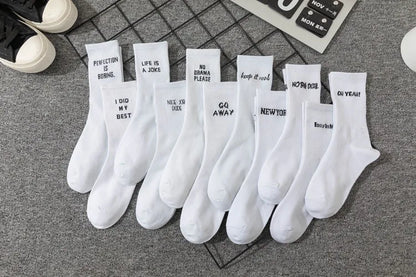 Chaussettes jacquard lettres streetwear