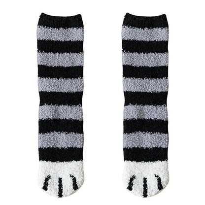 Plush Winter Funny Cute Style Animal Cat Paw Cartoon Pattern Women Cotton Socks Super Soft For Female House Sleeping Floor Sox Get ta chaussette  Get ta chaussette
