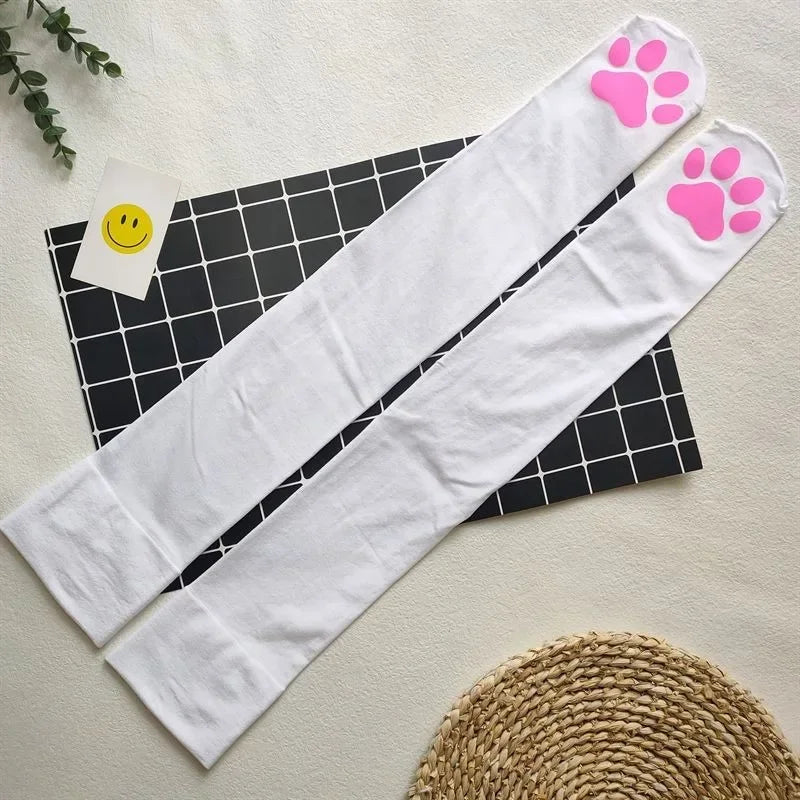 Womens Over Above Knee Socks Thigh High Stockings Kitten Claw Cat Paw Pad Ladies pink 3D Long Sock Cosplay Harajuku Y2k female Get ta chaussette  Get ta chaussette