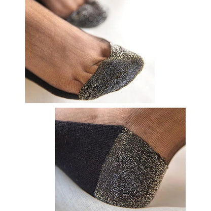 3 Pairs Spring Summer Women Ultrathin Transparent Socks Glitter Crystal Glass Silk Socks Soft Lace Shiny Elastic Short Socks Get ta chaussette  Get ta chaussette