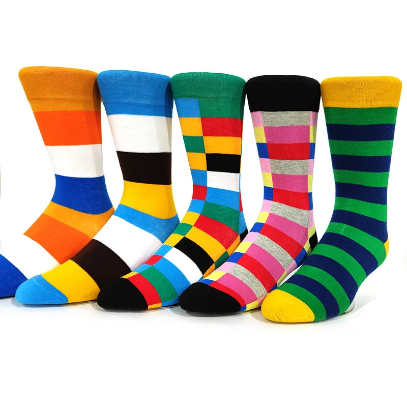5 Pairs/Pack Cassic Retro Fashion Men Socks Combed Cotton Rhombus Solid Color Argyle Casual Business Dress Party Socks Get ta chaussette  Get ta chaussette