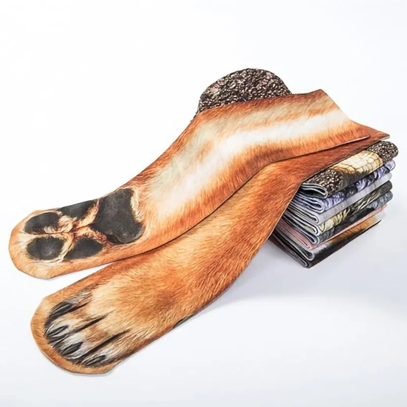Chaussettes 3D pattes d'animaux – chien et dinosaure